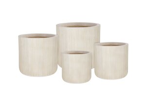 Pot Stripes Cilinder Fibre Clay - Set van 4 Beige