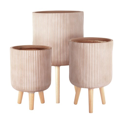 Pot stripes met pootjes Terra - D 37 x H 64 cm - afbeelding 2