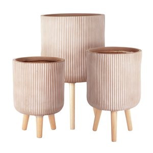 Pot stripes met pootjes Terra - D 37 x H 64 cm - afbeelding 2