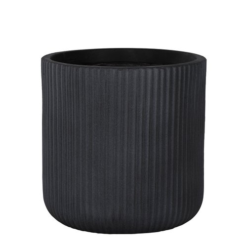Pot stripes Washed black - D 24 x H 24 cm