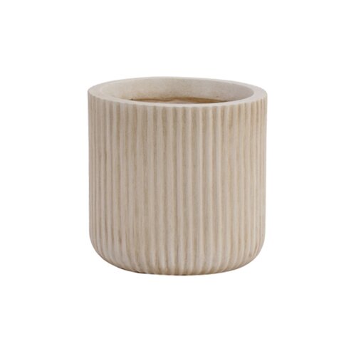 Pot strips cilinder fibre clay D 24 x H 24 cm beige
