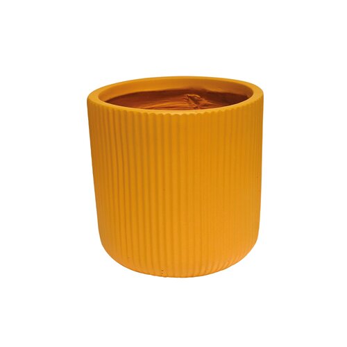 Pot strips cilinder fibre clay D 24 x H 24 cm oker