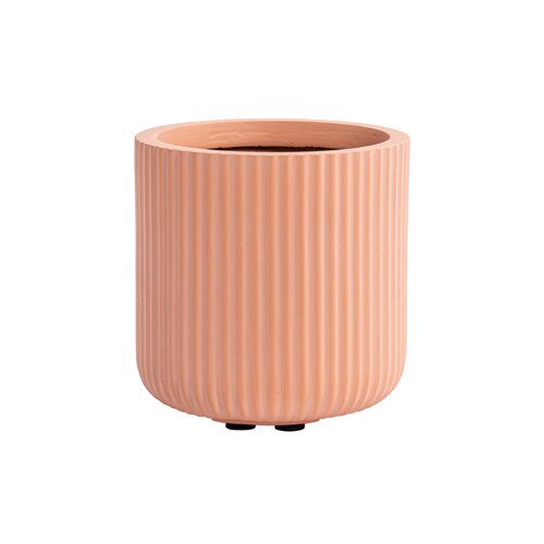 Pot strips cilinder fibre clay D 24 x H 24 cm zalm