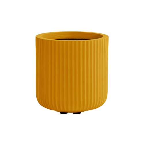 Pot strips cilinder fibre clay D 30 x H 30 cm oker