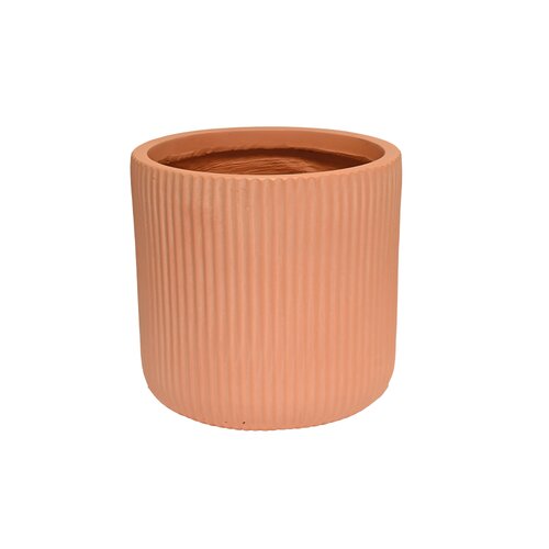 Pot strips cilinder fibre clay D 30 x H 30 cm zalm