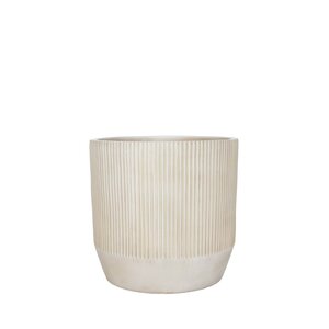 Pot strips edge fibre clay D 24 x H 24 cm beige