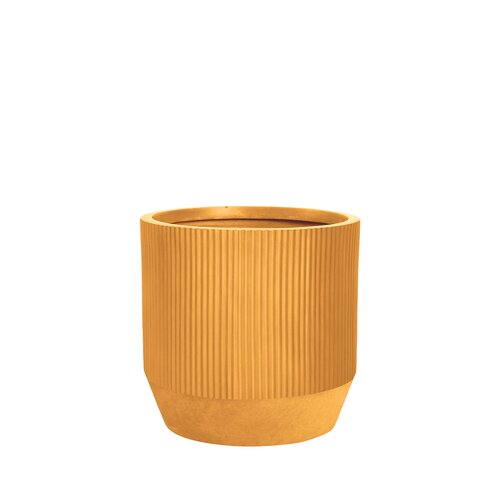 Pot strips edge fibre clay D 24 x H 24 cm oker