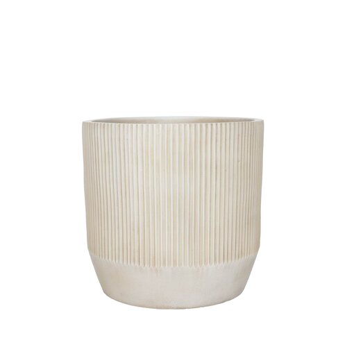 Pot strips edge fibre clay D 30 x H 30 cm beige