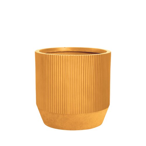 Pot strips edge fibre clay D 30 x H 30 cm oker