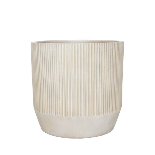Pot strips edge fibre clay D 37 x H 37 cm beige