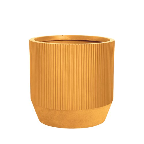 Pot strips edge fibre clay D 37 x H 37 cm oker