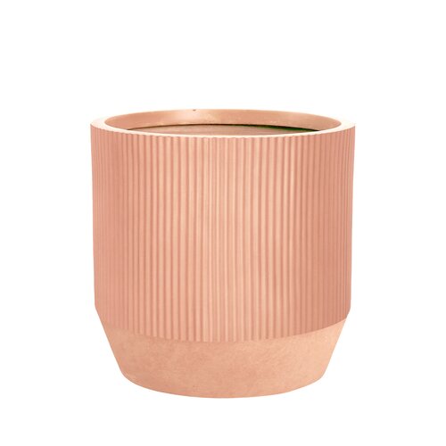 Pot strips edge fibre clay D 37 x H 37 cm zalm