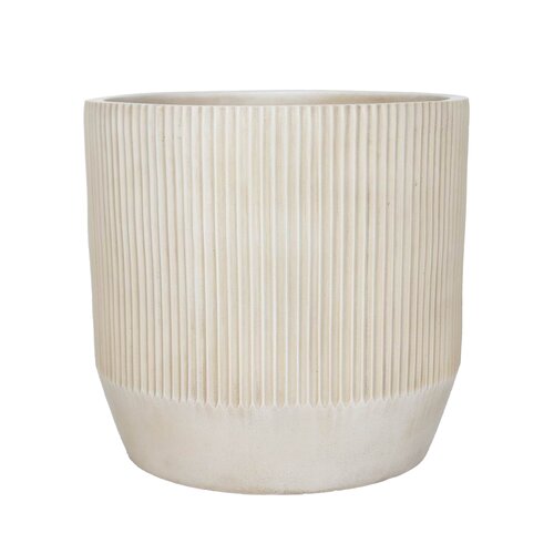 Pot strips edge fibre clay D 45 x H 45 cm beige