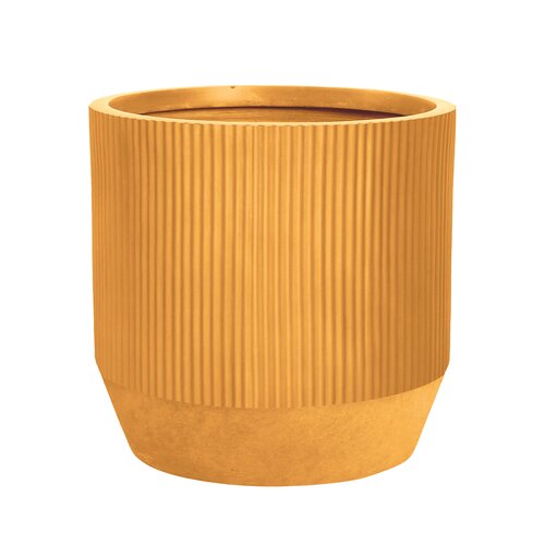 Pot strips edge fibre clay D 45 x H 45 cm oker