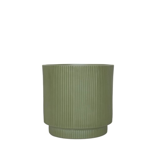 Pot strips raised fibre clay D 24 x H 24 cm groen