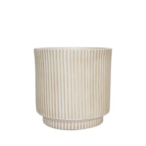 Pot strips raised fibre clay D 30 x H 30 cm beige