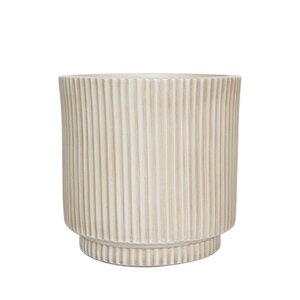 Pot strips raised fibre clay D 37 x H 37 cm beige