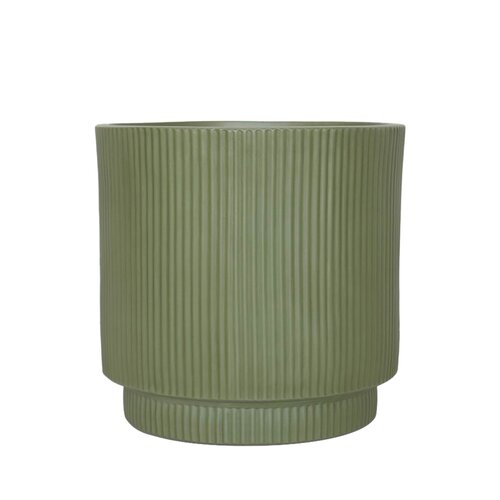 Pot strips raised fibre clay D 37 x H 37 cm groen