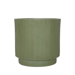 Pot strips raised fibre clay D 37 x H 37 cm groen