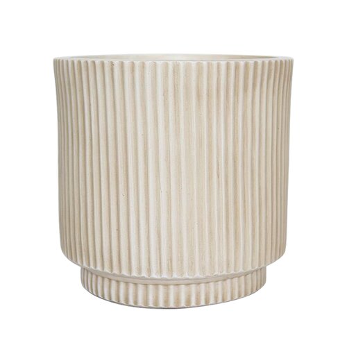 Pot strips raised fibre clay D 45 x H 45 cm beige