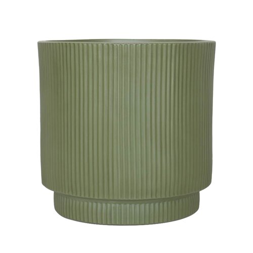 Pot strips raised fibre clay D 45 x H 45 cm groen