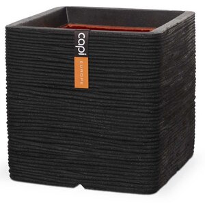Pot vierkant Rib NL 30x30x30 zwart