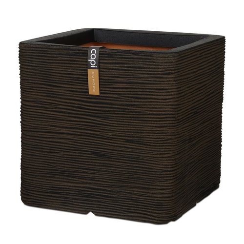 Pot vierkant Rib NL 40x40x40 donkerbruin