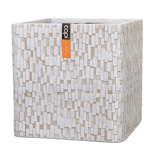 Pot vierkant Stone 41x41x41 ivoor