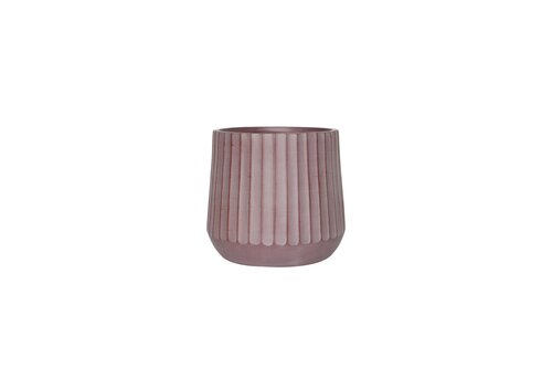 Pot wide rib edge fibre clay D 28 x H 25 cm dark clay
