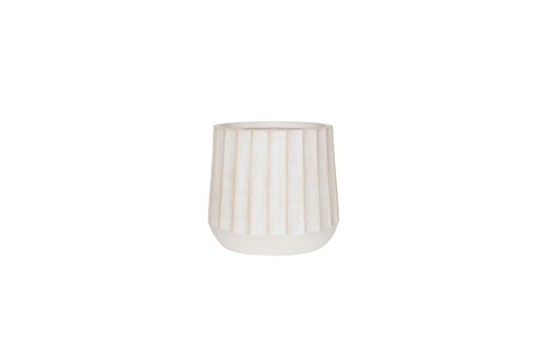Pot wide rib edge fibre clay D 28 x H 25 cm roman white
