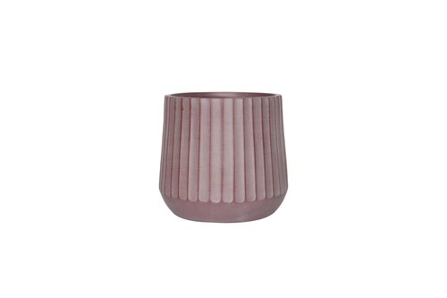 Pot wide rib edge fibre clay D 37 x H 34 cm dark clay