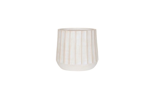 Pot wide rib edge fibre clay D 37 x H 34 cm roman white