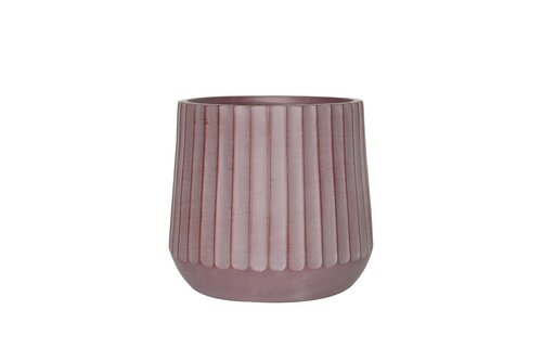 Pot wide rib edge fibre clay D 50 x H 45 cm dark clay