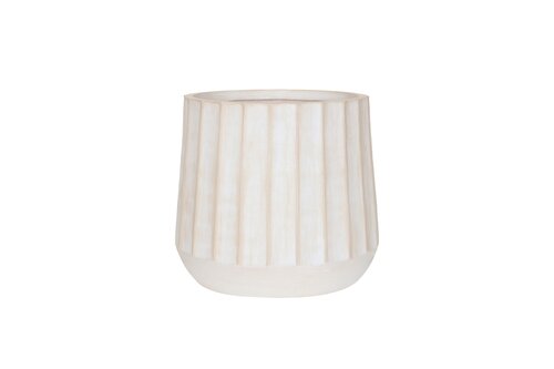 Pot wide rib edge fibre clay D 50 x H 45 cm roman white