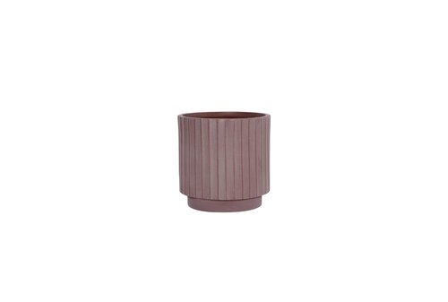 Pot wide rib raised fibre clay D 24 x H 24 cm dark clay