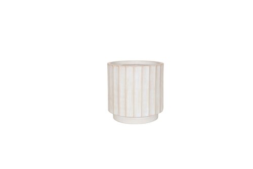 Pot wide rib raised fibre clay D 24 x H 24 cm roman white