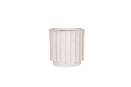 Pot wide rib raised fibre clay D 30 x H 30 cm roman white