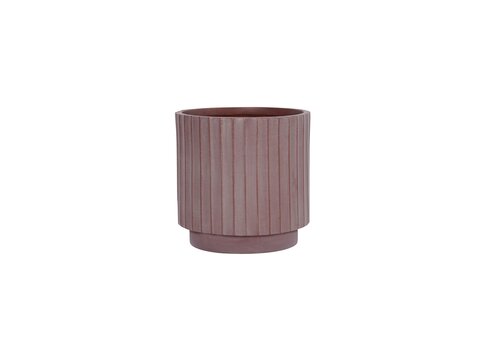 Pot wide rib raised fibre clay D 36 x H 36 cm dark clay