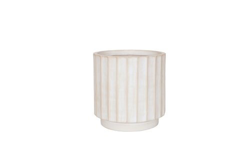Pot wide rib raised fibre clay D 36 x H 36 cm roman white