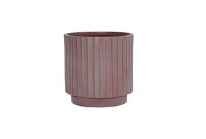 Pot wide rib raised fibre clay D 45 x H 45 cm dark clay