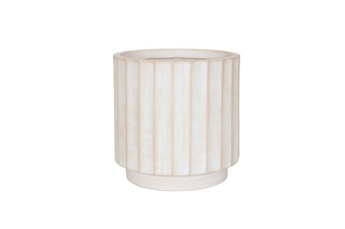 Pot wide rib raised fibre clay D 45 x H 45 cm roman white