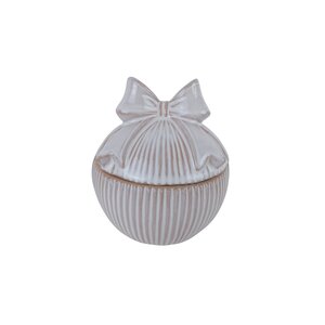 Potje met deksel strik D 10,5 x H 12 cm beige