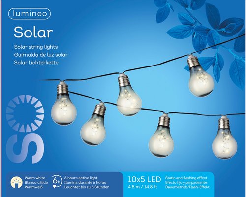 Lumineo Solar partyverlichting 50 lamps - 450 cm - afbeelding 3
