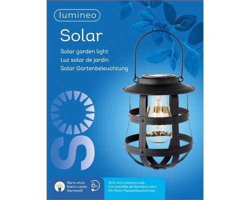 Lumineo Solar lantaarn zwart - Ø 19 cm - afbeelding 3