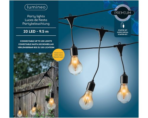 Lumineo LED partylight klassiek warm 20 lamps - 950 cm - afbeelding 4
