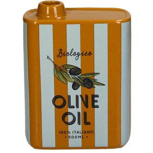 Vaas Olijfolie Strepen Aardewerk - H 17 x B 5,5 x L 13 cm - afbeelding 1