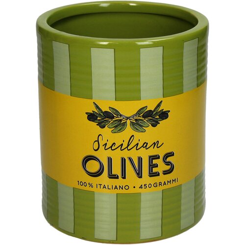 Plantenpot Olijven Strepen Aardewerk - H 15,3 x B 13 x L 13 cm