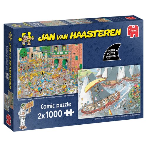 Puzzel Jan van Haasteren - De Kaasmarkt & Skûtsjesilen - 2x1000 st. - afbeelding 1