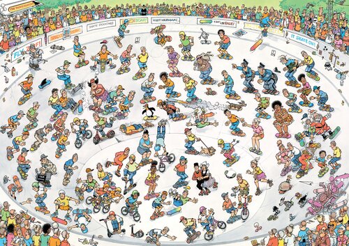 Puzzel Jan van Haasteren - Skateboarden In De Bowl - 1.000 st. - afbeelding 2