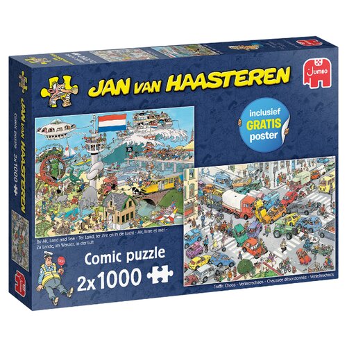 Puzzel Jan van Haasteren Verkeerschaos & Ter Land, Ter Zee 2x1000